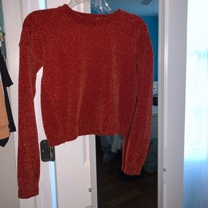 Cropped Burnt Orange Chenille Sweater